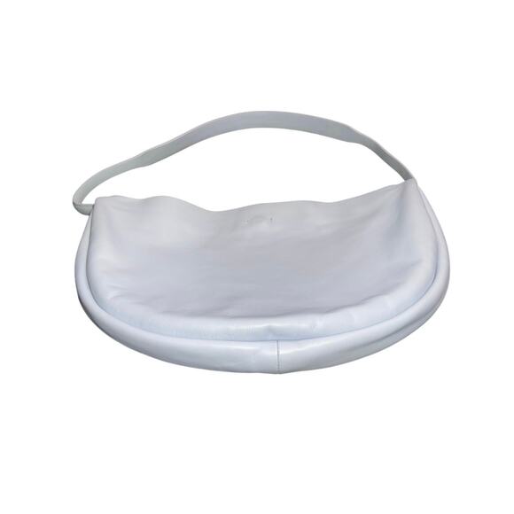 Zara Leather Half Moon Crossbody Bag Crescent Purse Limited Edition Pastel Blue - Picture 3 of 4